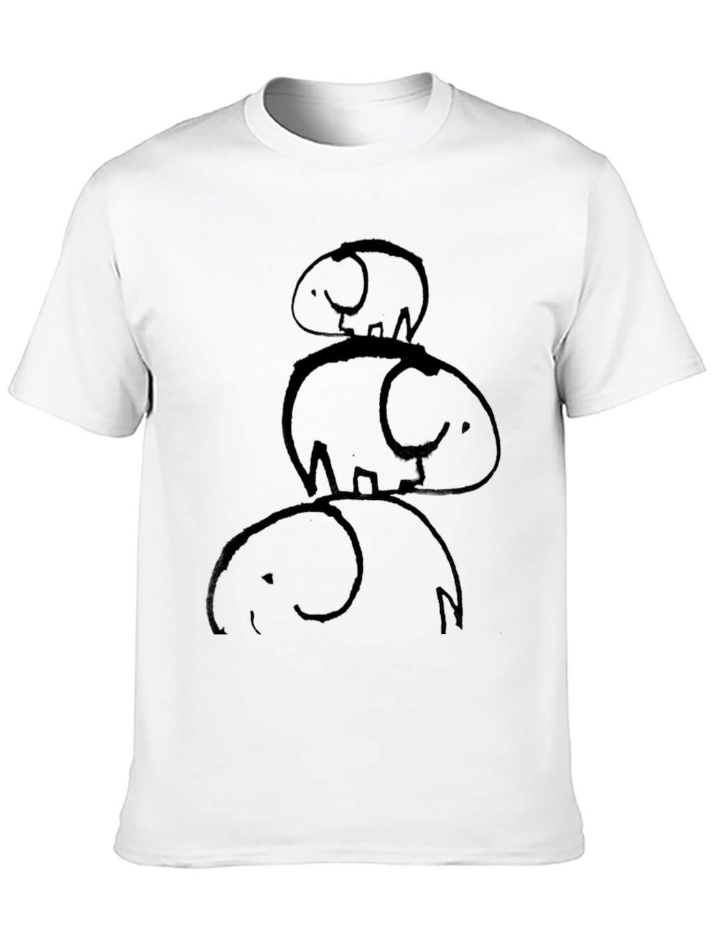 Stacked Elephants Graphic Tee - Black Cotton Casual Shirt