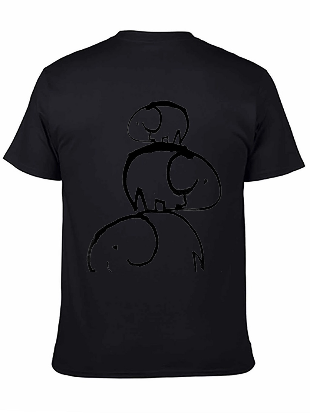 Stacked Elephants Graphic Tee - Black Cotton Casual Shirt