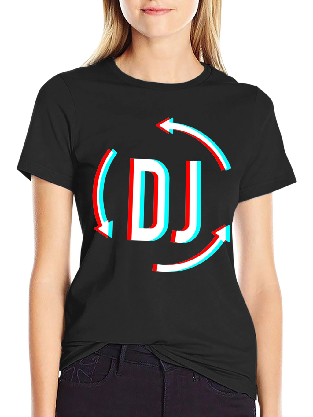 DJ Arrow Graphic T-Shirt - Black Modern Design