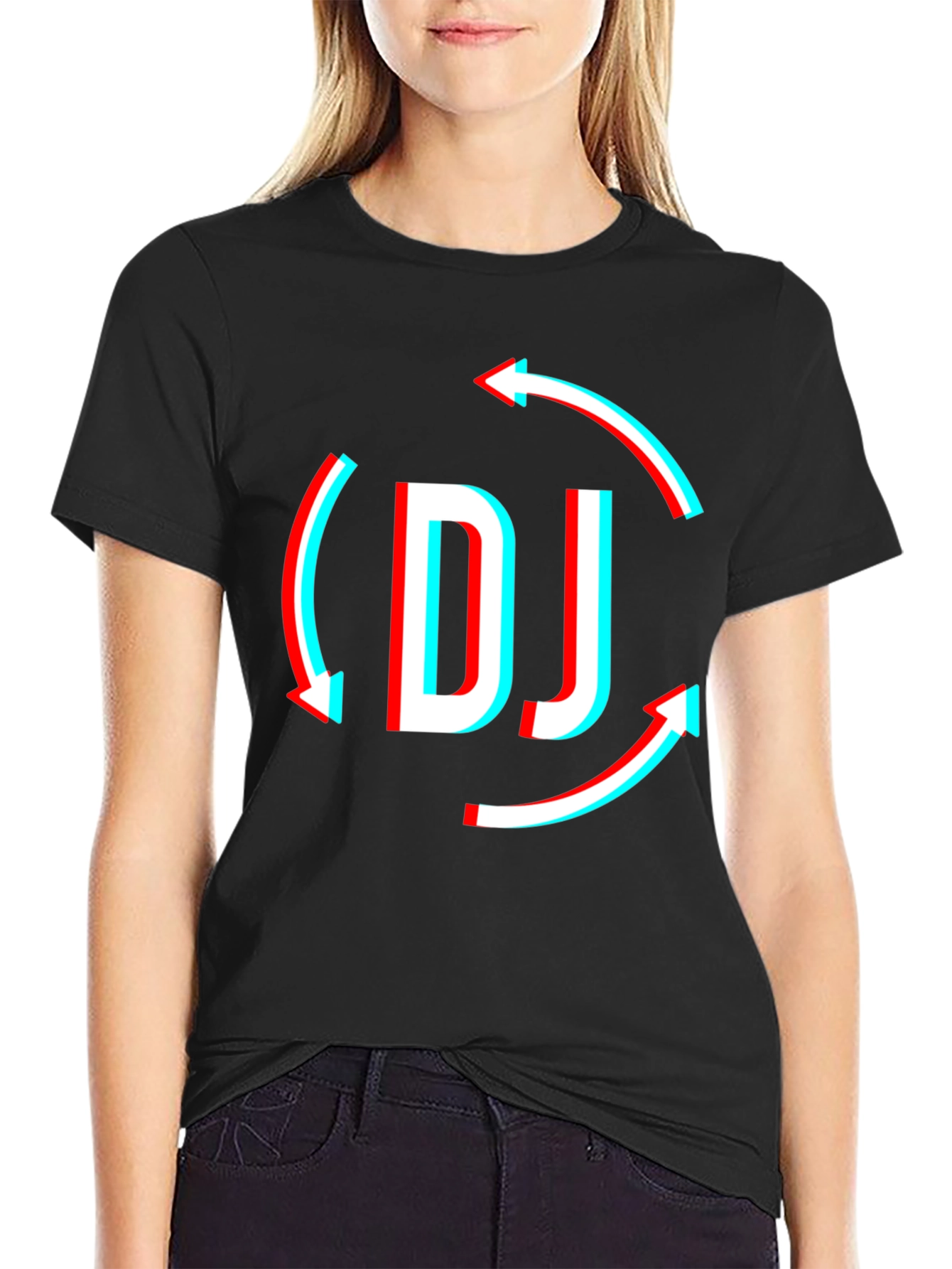 DJ Arrow Graphic T-Shirt - Black Modern Design