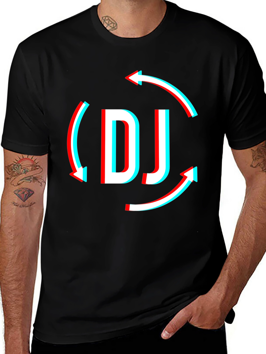 DJ Arrow Graphic T-Shirt - Black Modern Design