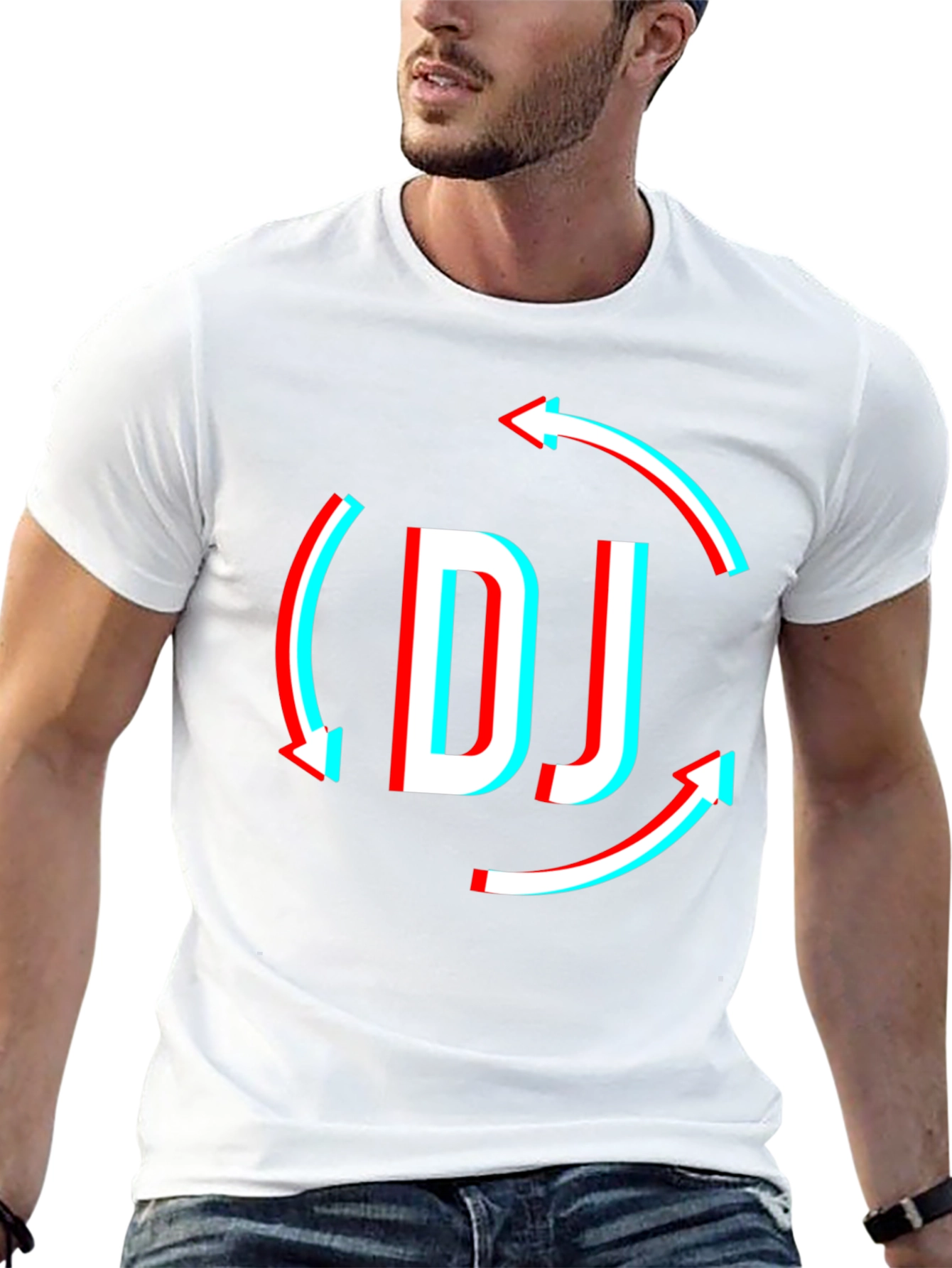 DJ Arrow Graphic T-Shirt - Black Modern Design
