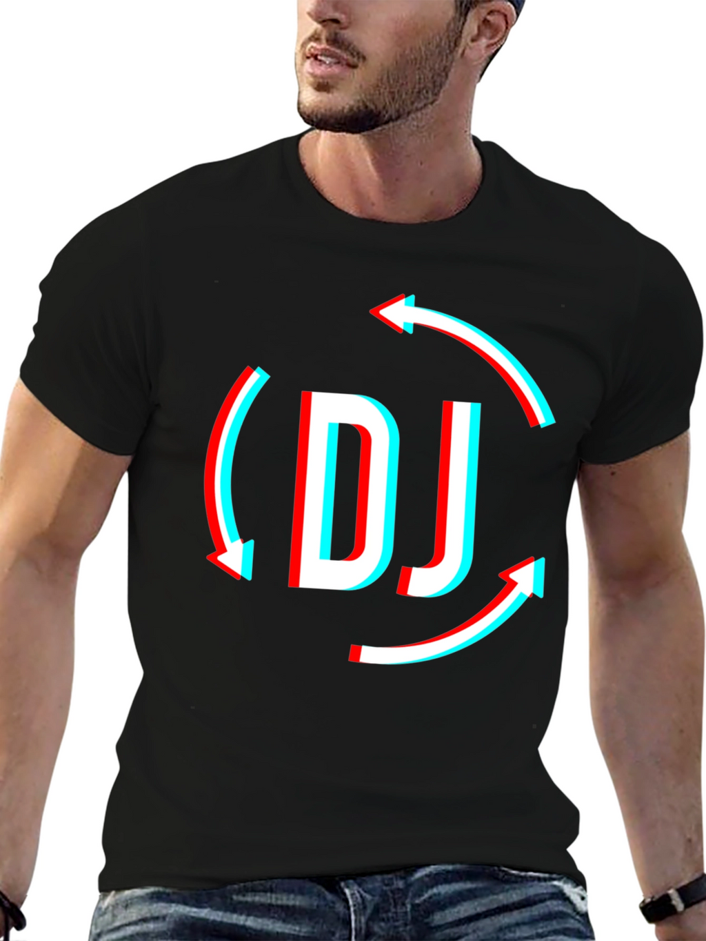 DJ Arrow Graphic T-Shirt - Black Modern Design
