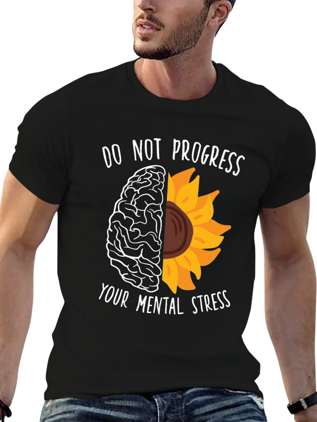 Brain Sunflower Graphic Tee - Mental Health Awareness