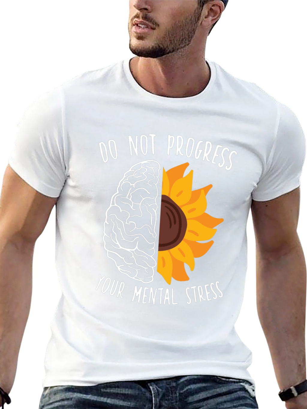 Brain Sunflower Graphic Tee - Mental Health Awareness