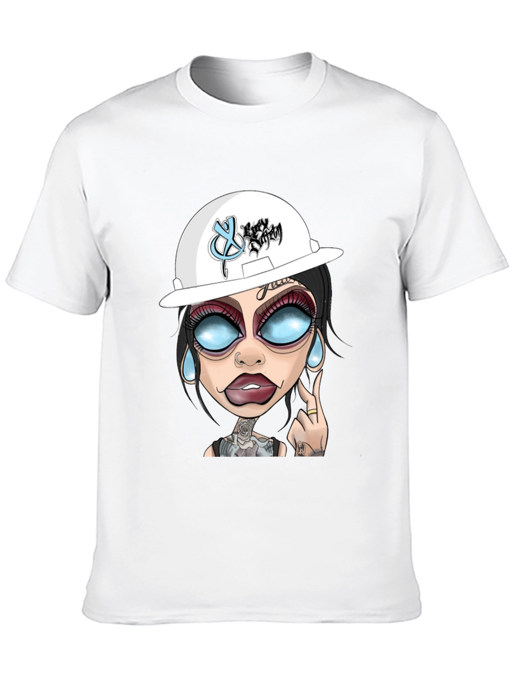 Cartoon Graphic T-Shirt - Edgy Tattoo Girl Design