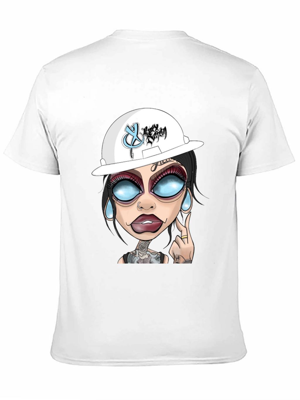 Cartoon Graphic T-Shirt - Edgy Tattoo Girl Design