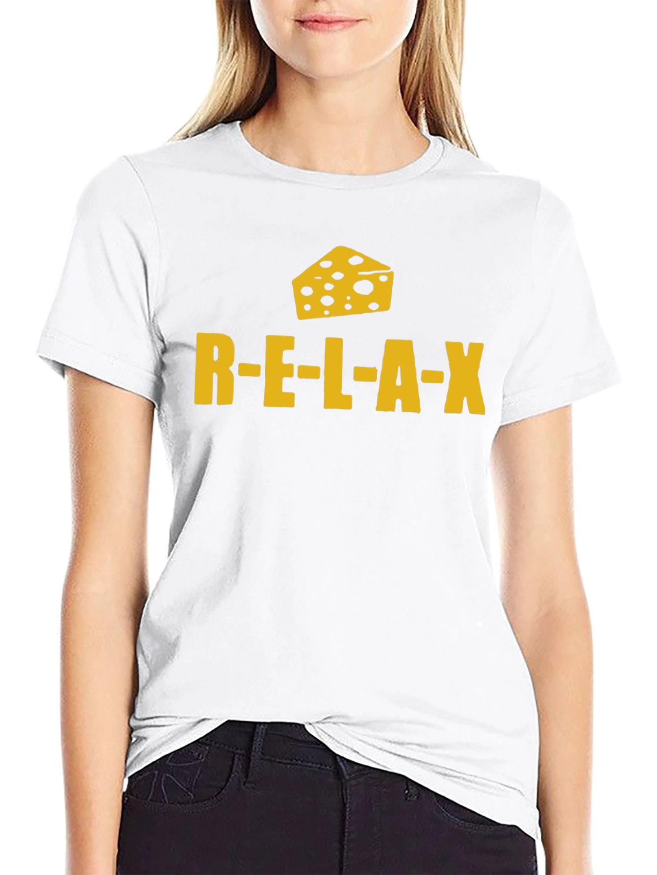 Relax Cheese Black T-Shirt Funny Graphic Tee