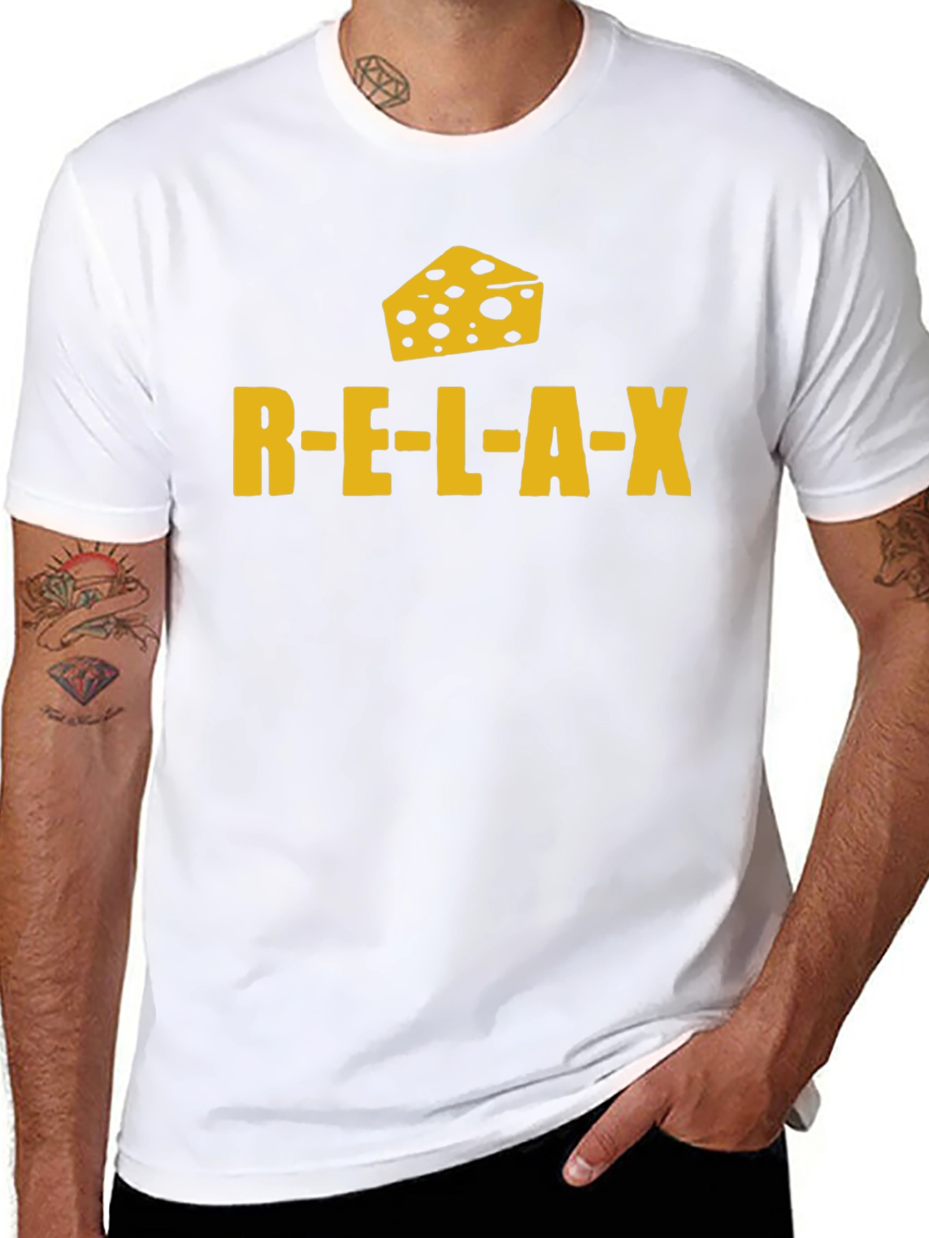 Relax Cheese Black T-Shirt Funny Graphic Tee