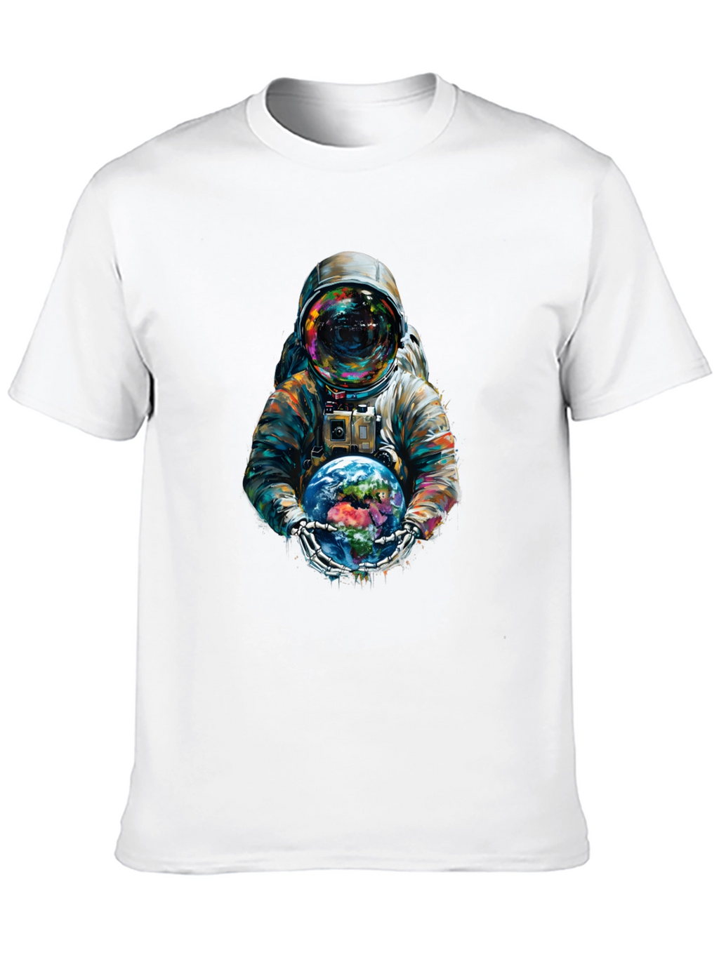 Astronaut Earth Graphic Tee - Black Cotton Blend
