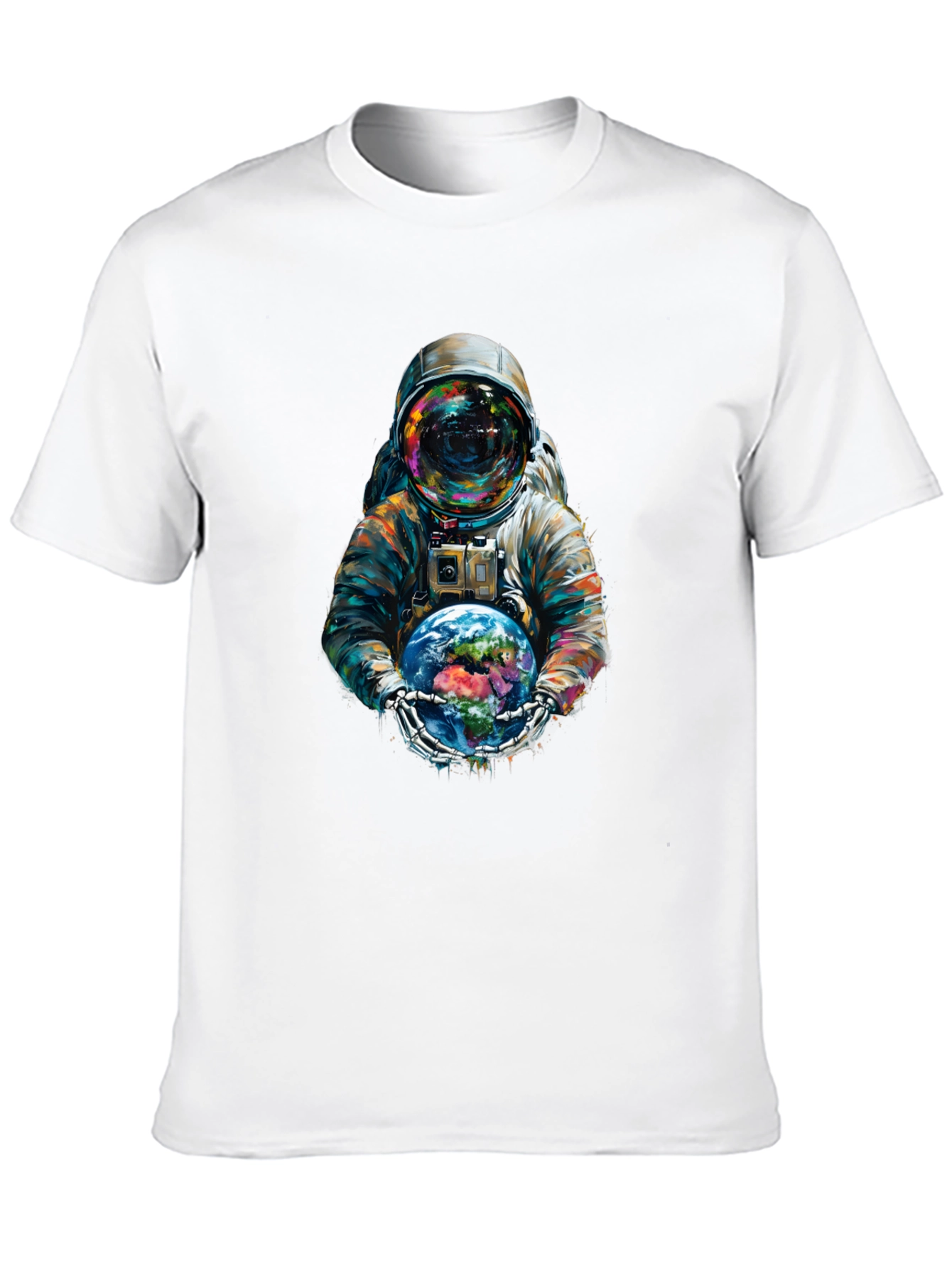 Astronaut Earth Graphic Tee - Black Cotton Blend