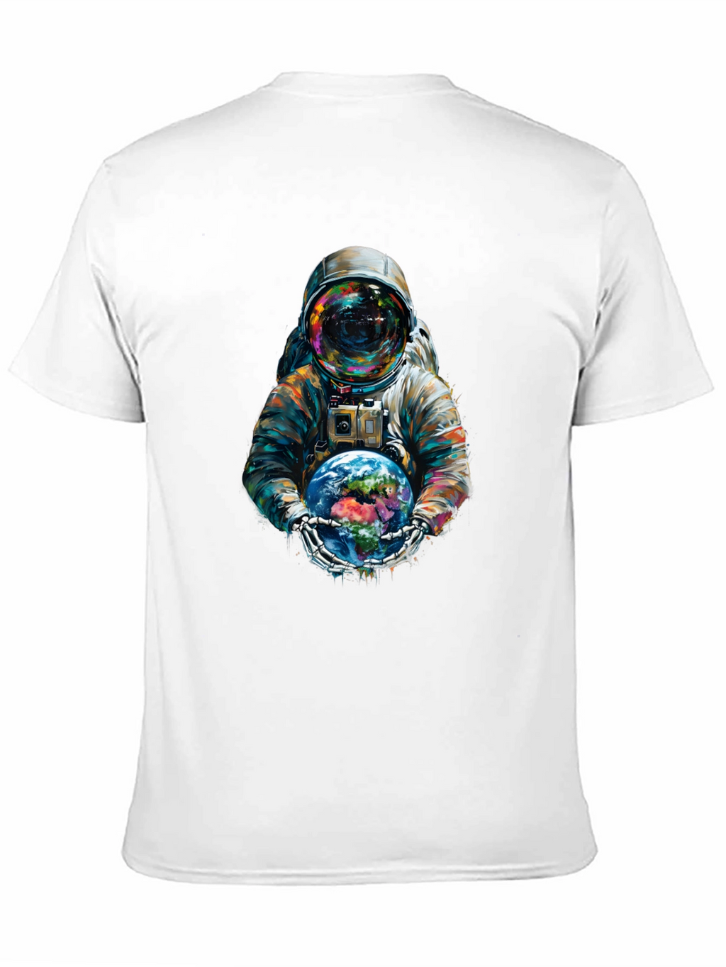 Astronaut Earth Graphic Tee - Black Cotton Blend