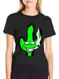 Green Cactus Cartoon Graphic Novelty T-Shirt
