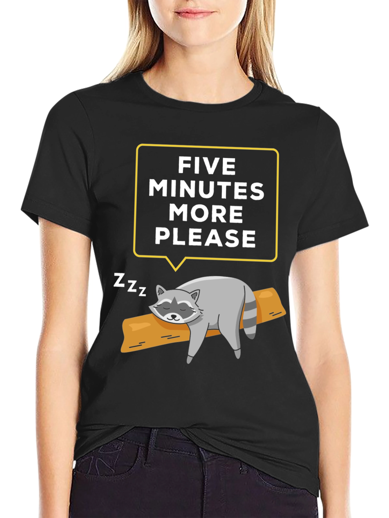 Lazy Raccoon T-Shirt - Five More Minutes Please!