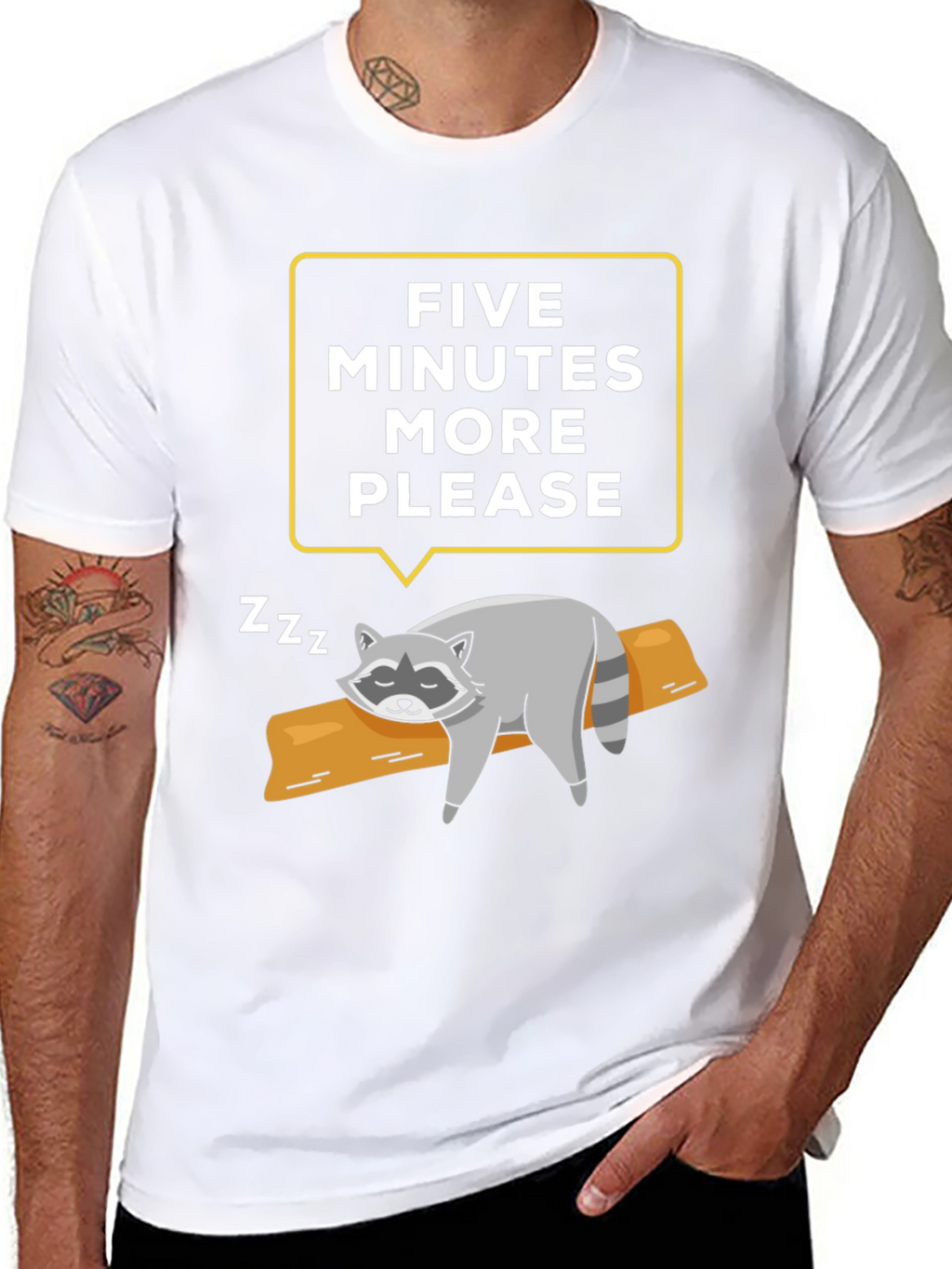 Lazy Raccoon T-Shirt - Five More Minutes Please!