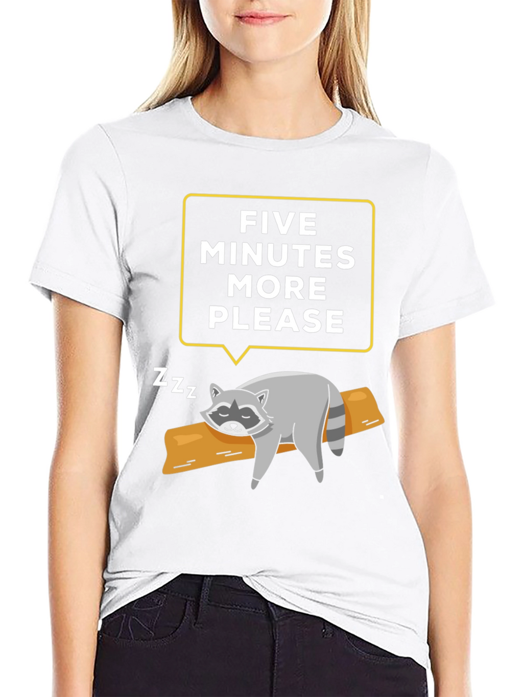 Lazy Raccoon T-Shirt - Five More Minutes Please!