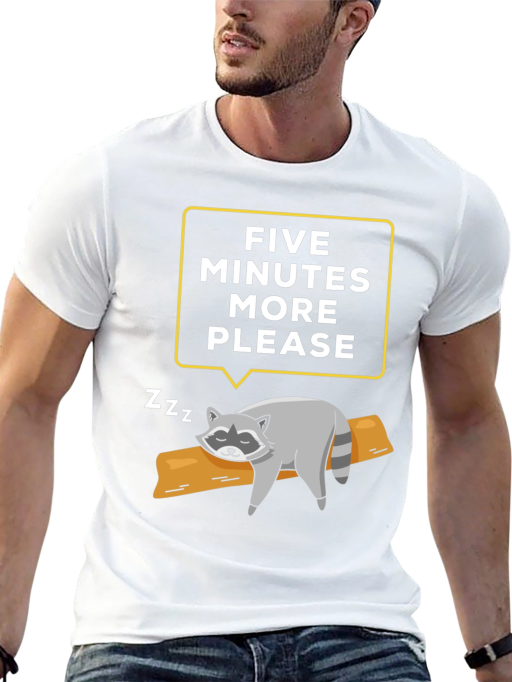 Lazy Raccoon T-Shirt - Five More Minutes Please!