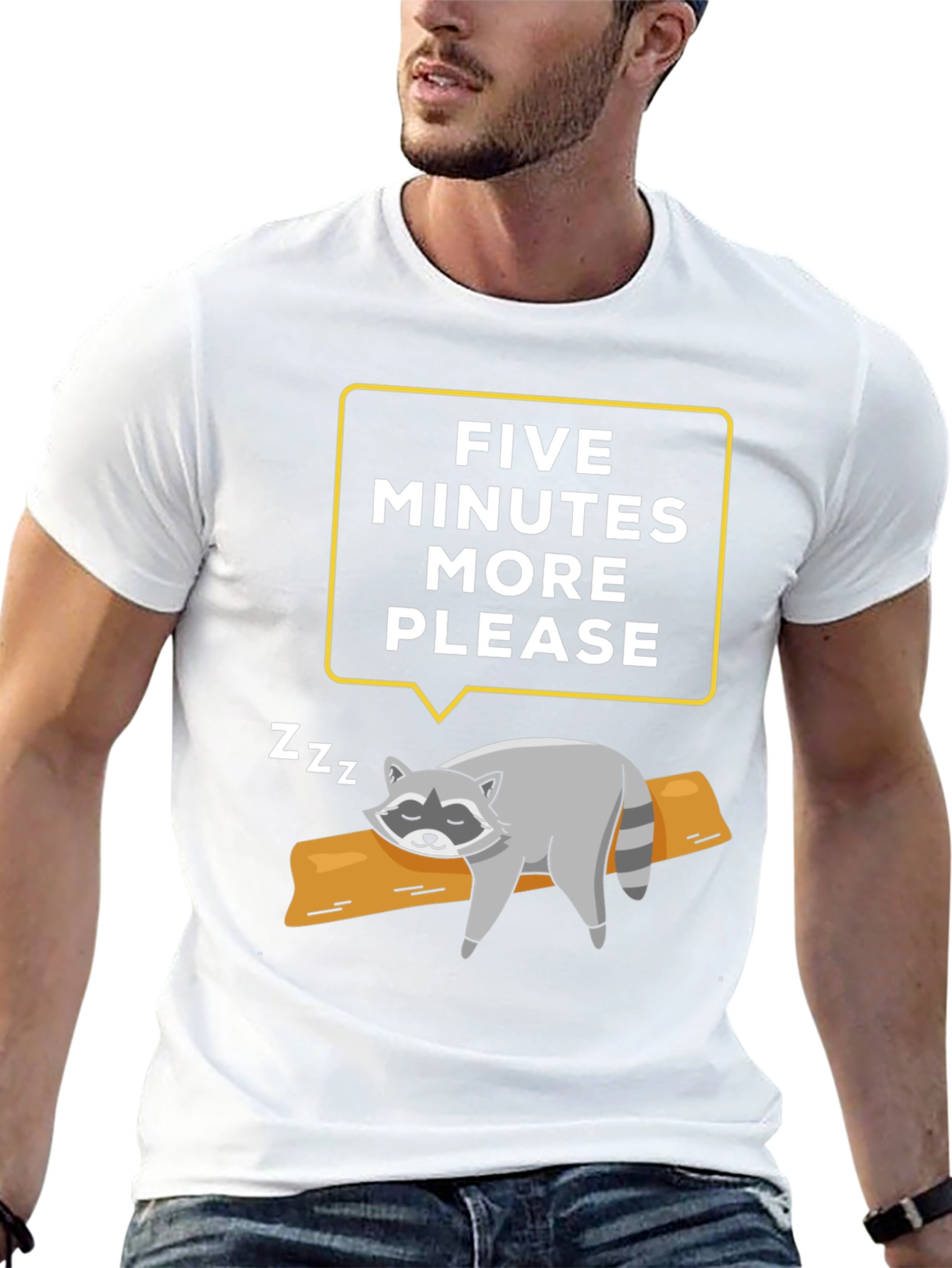 Lazy Raccoon T-Shirt - Five More Minutes Please!