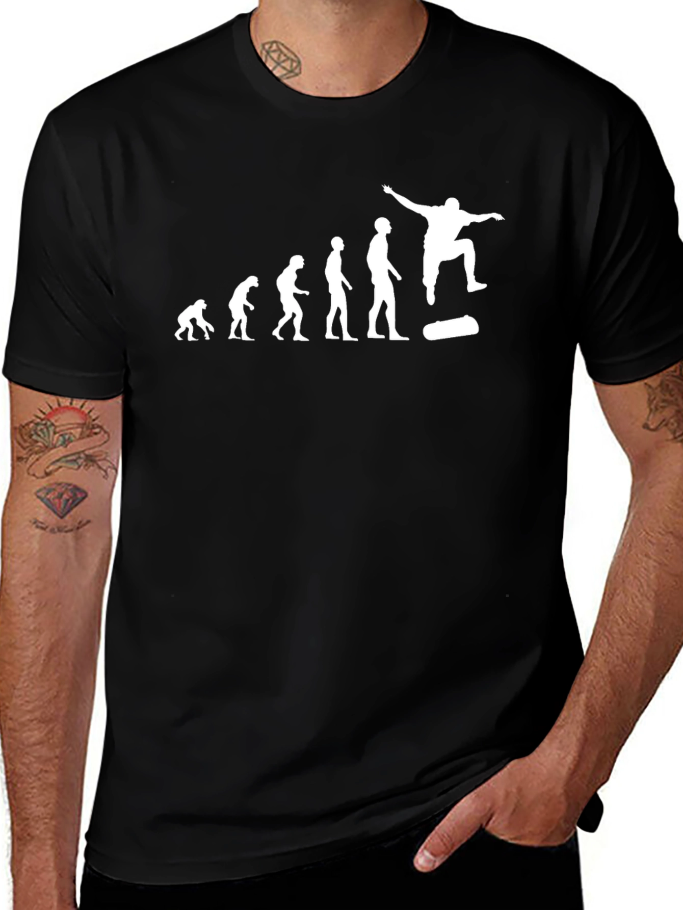 Skateboarding Evolution Graphic Tee - Black Cotton T-Shirt