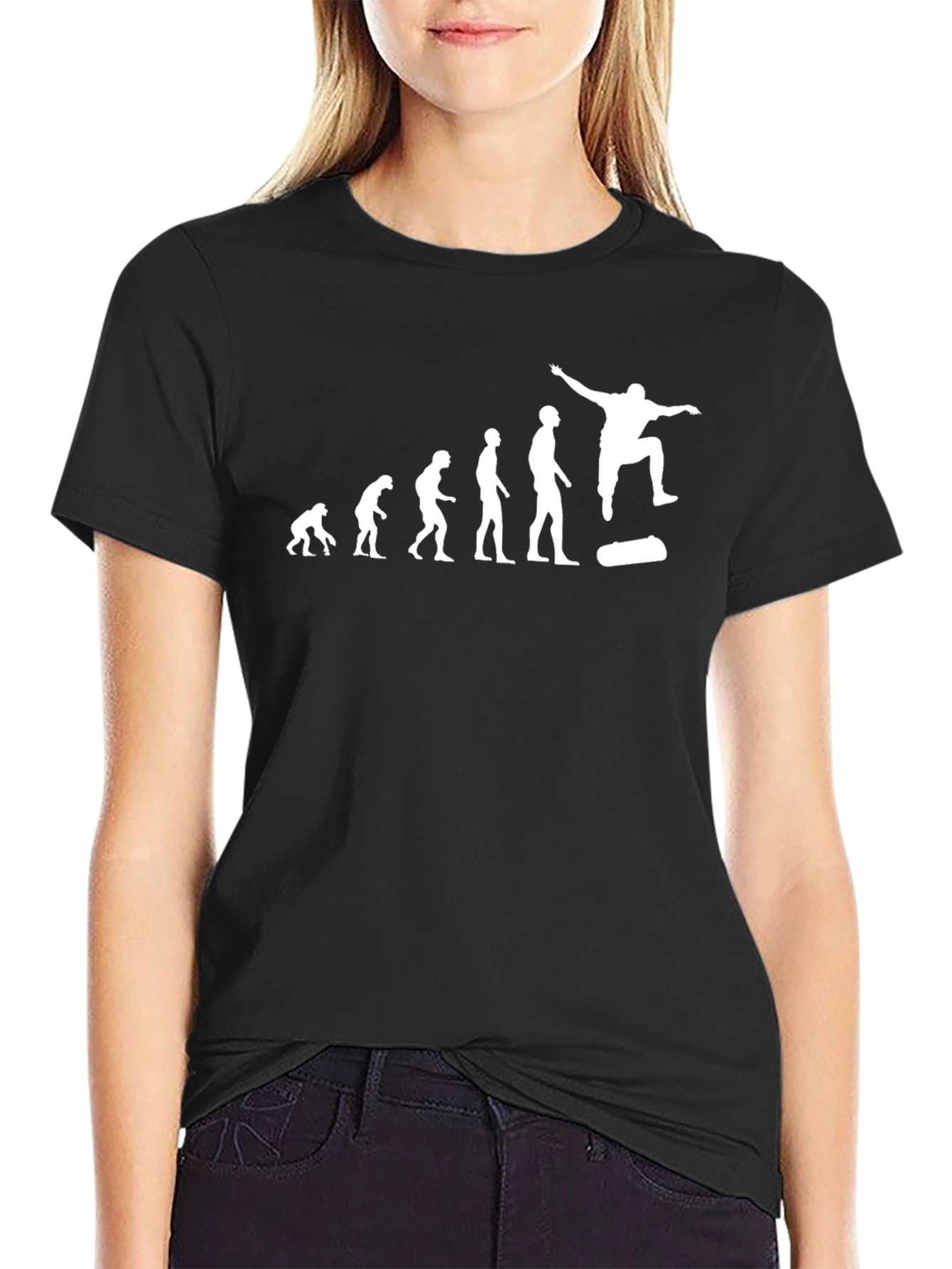 Skateboarding Evolution Graphic Tee - Black Cotton T-Shirt