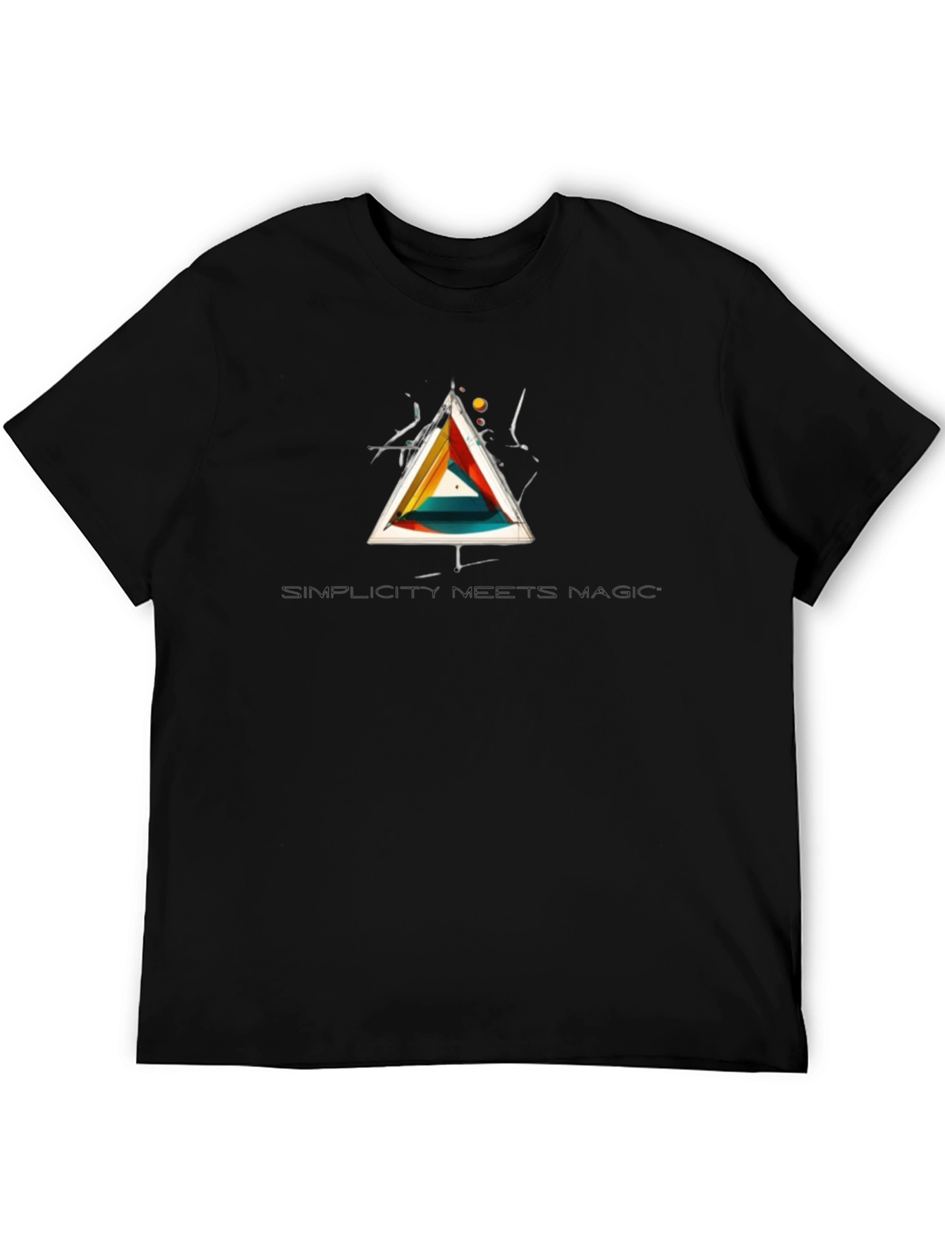 Abstract Triangle Graphic Black T-Shirt