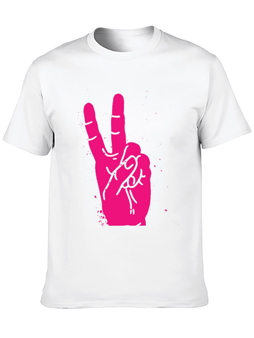 Pink Peace Sign Graphic Black T-Shirt