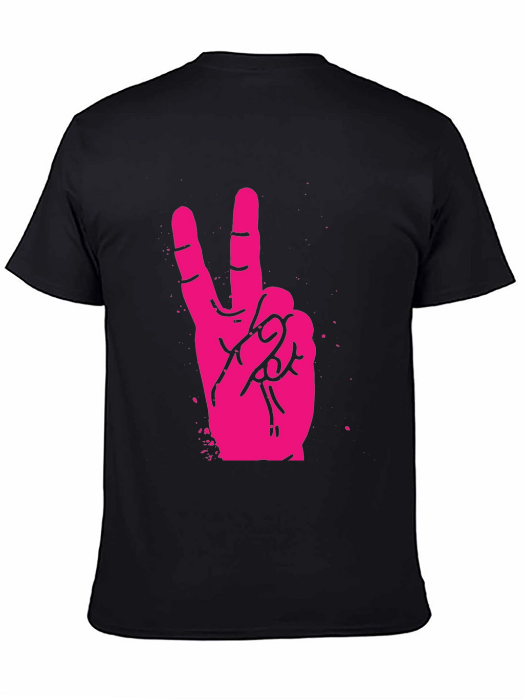 Pink Peace Sign Graphic Black T-Shirt