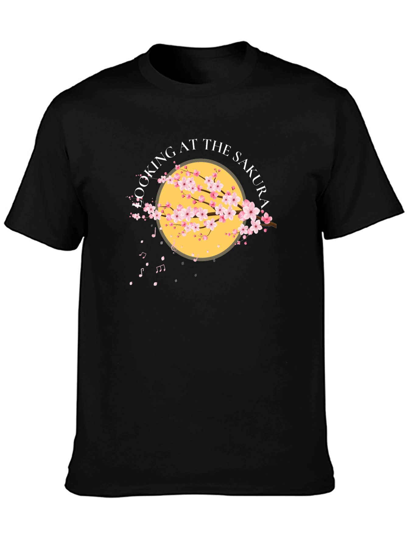Sakura Cherry Blossom Graphic T-Shirt - Black