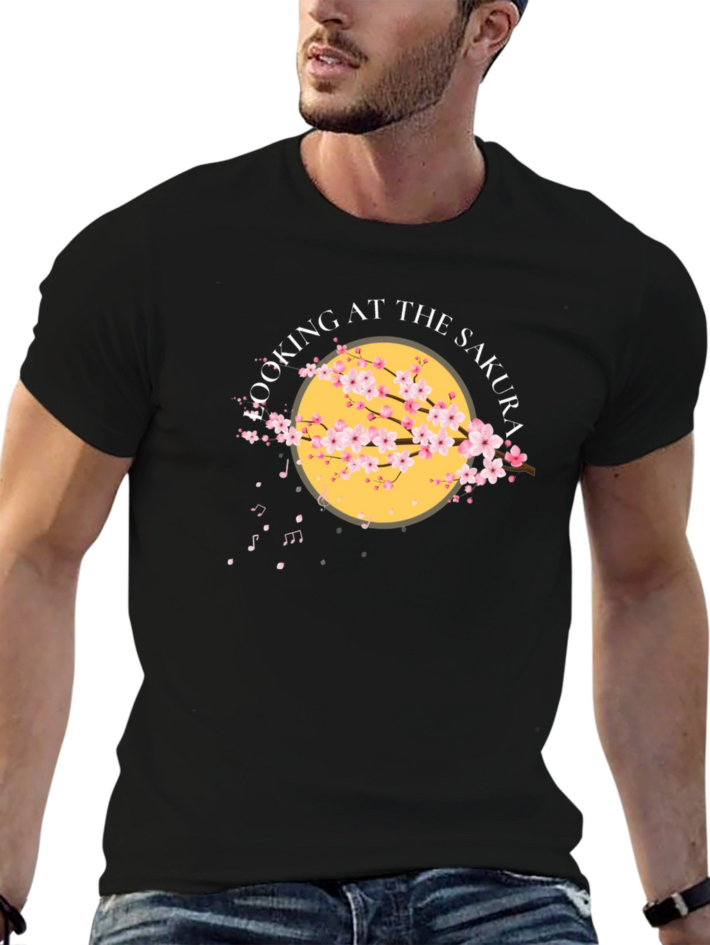 Sakura Cherry Blossom Graphic T-Shirt - Black