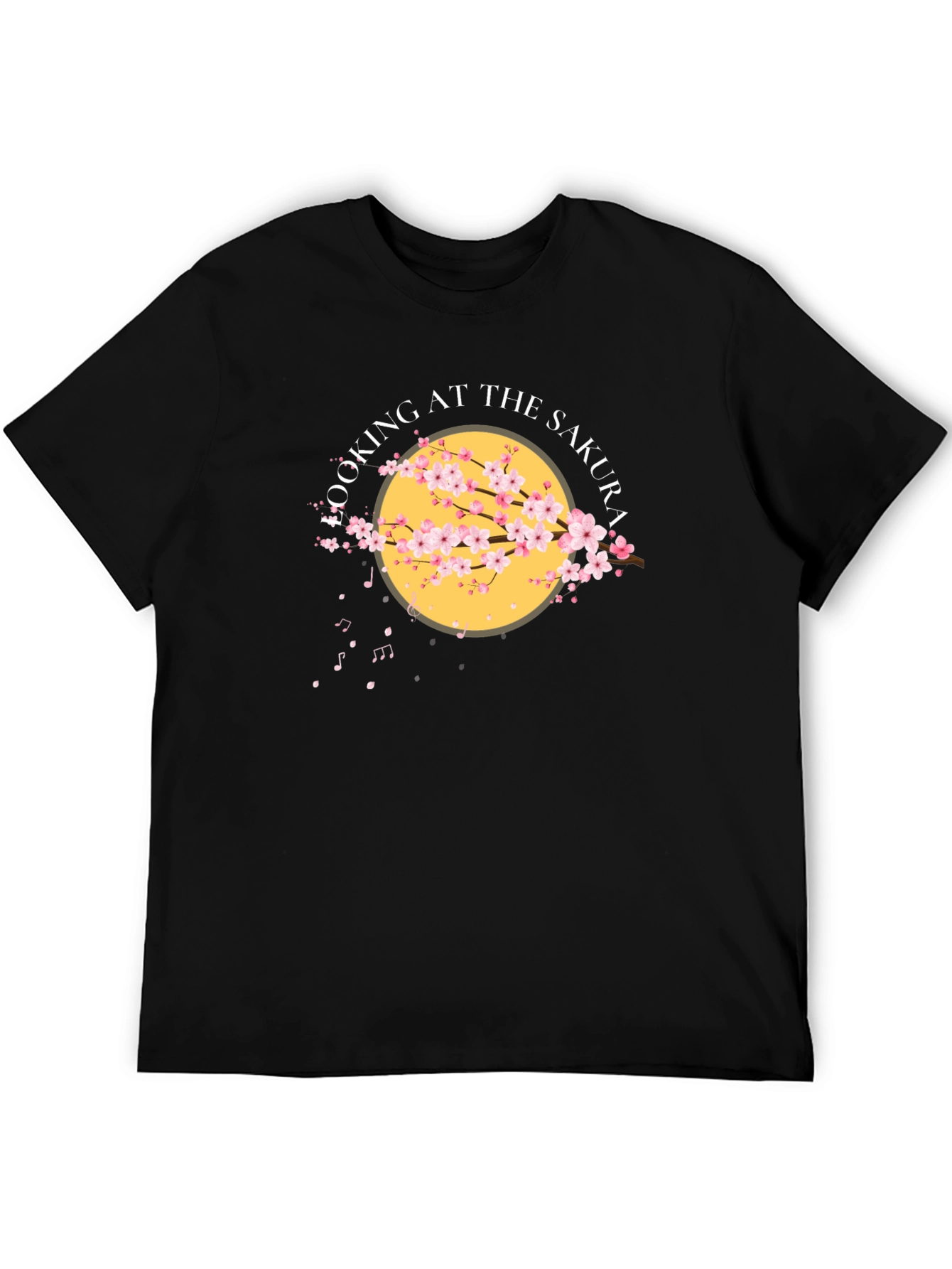 Sakura Cherry Blossom Graphic T-Shirt - Black