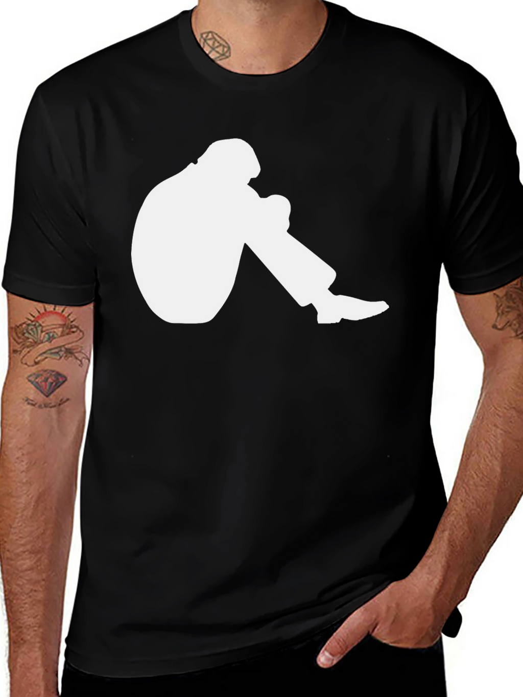 Mens Graphic T-Shirt - Crouching Silhouette Design