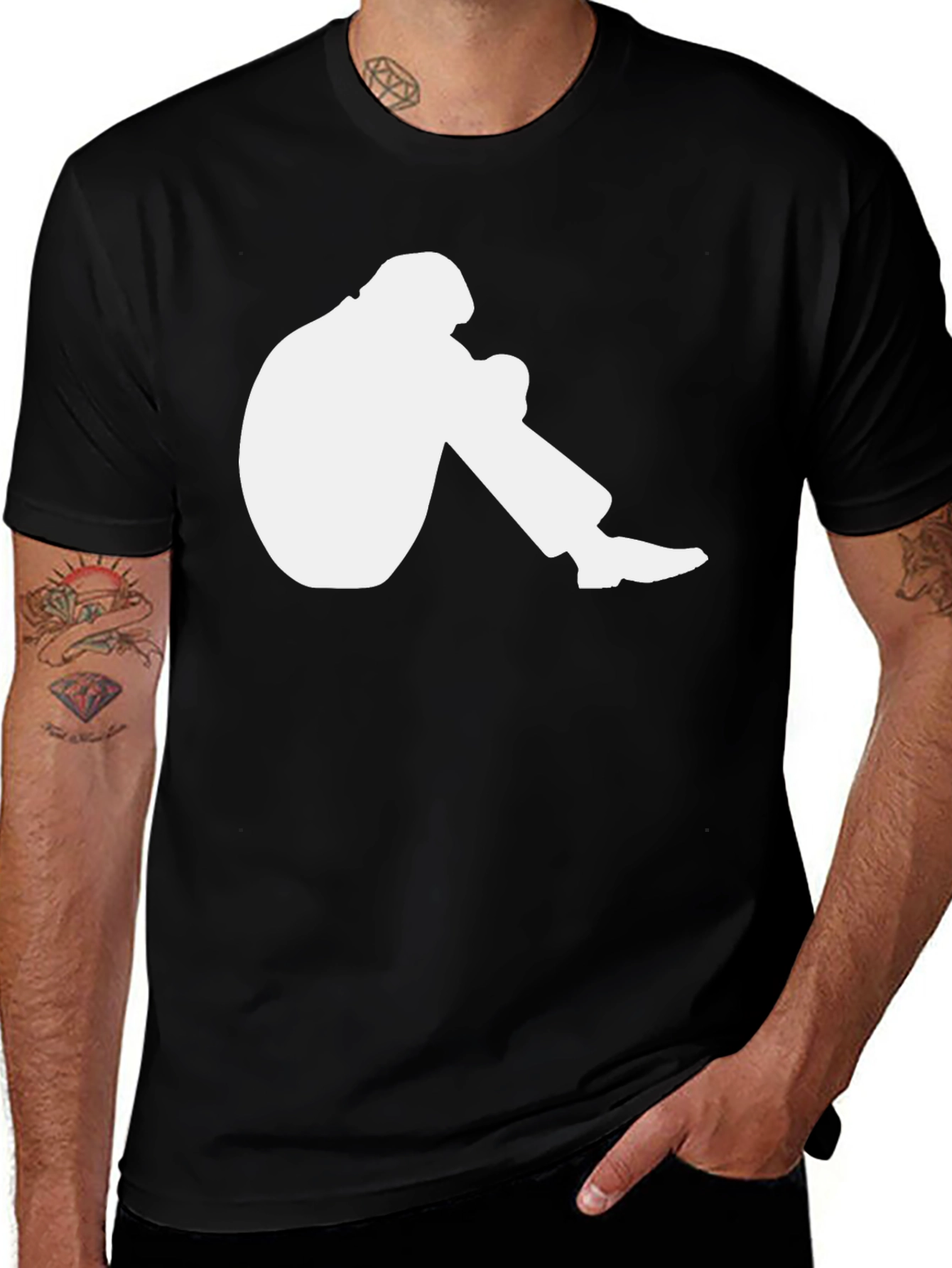 Mens Graphic T-Shirt - Crouching Silhouette Design