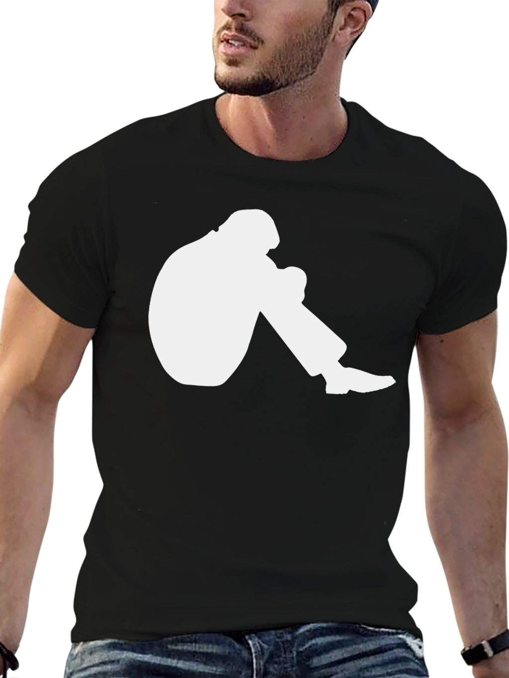 Mens Graphic T-Shirt - Crouching Silhouette Design