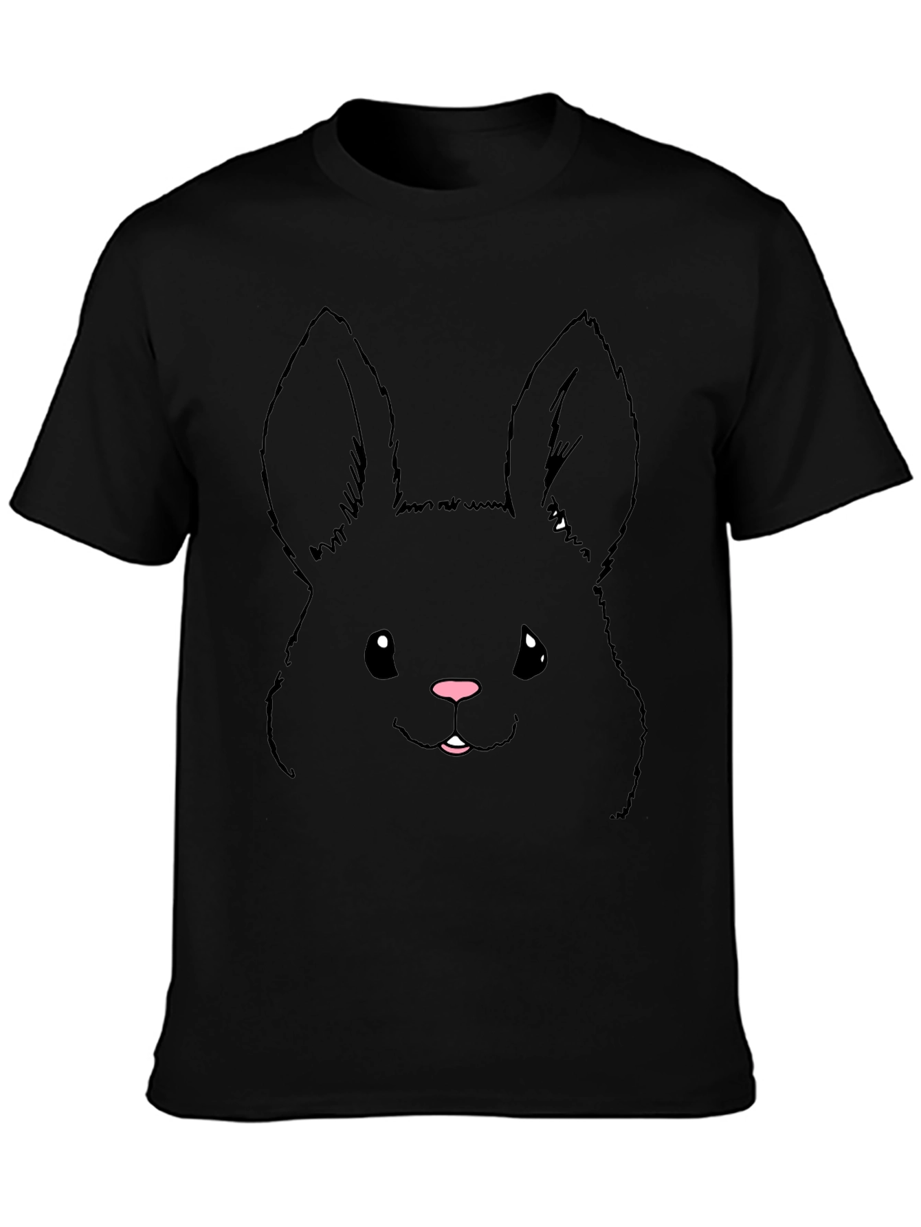 Cute Bunny Graphic Tee - Black