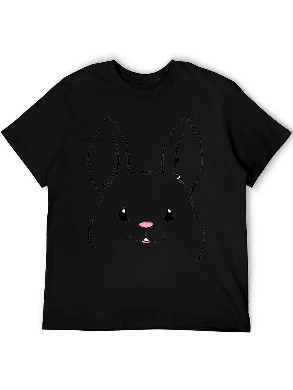 Cute Bunny Graphic Tee - Black