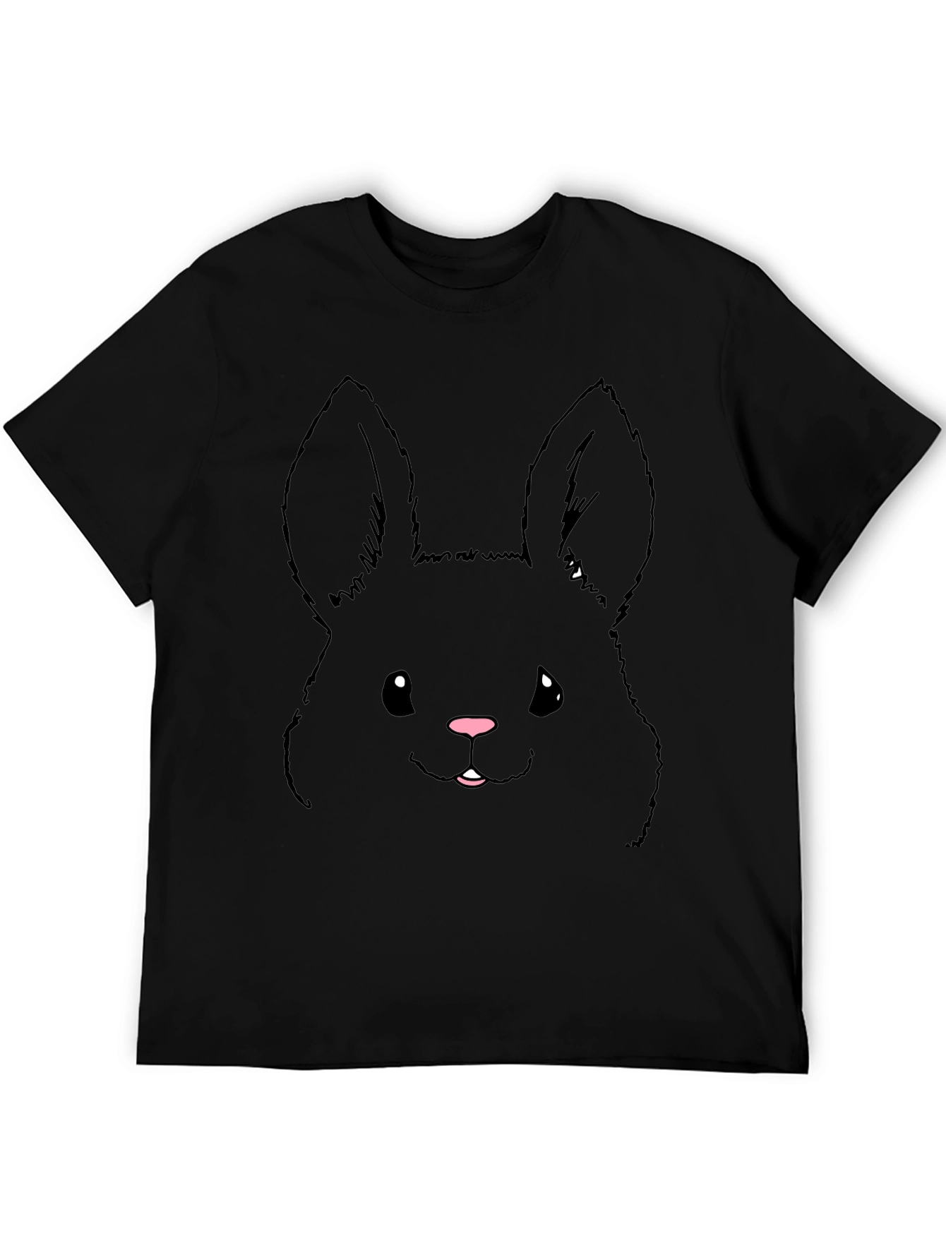 Cute Bunny Graphic Tee - Black