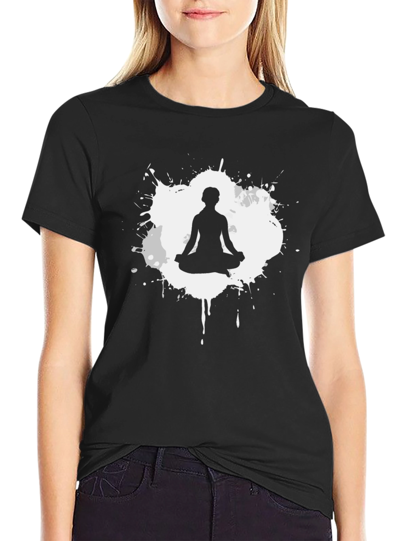 Zen Meditation T-Shirt - Black Cotton Blend Graphic Tee