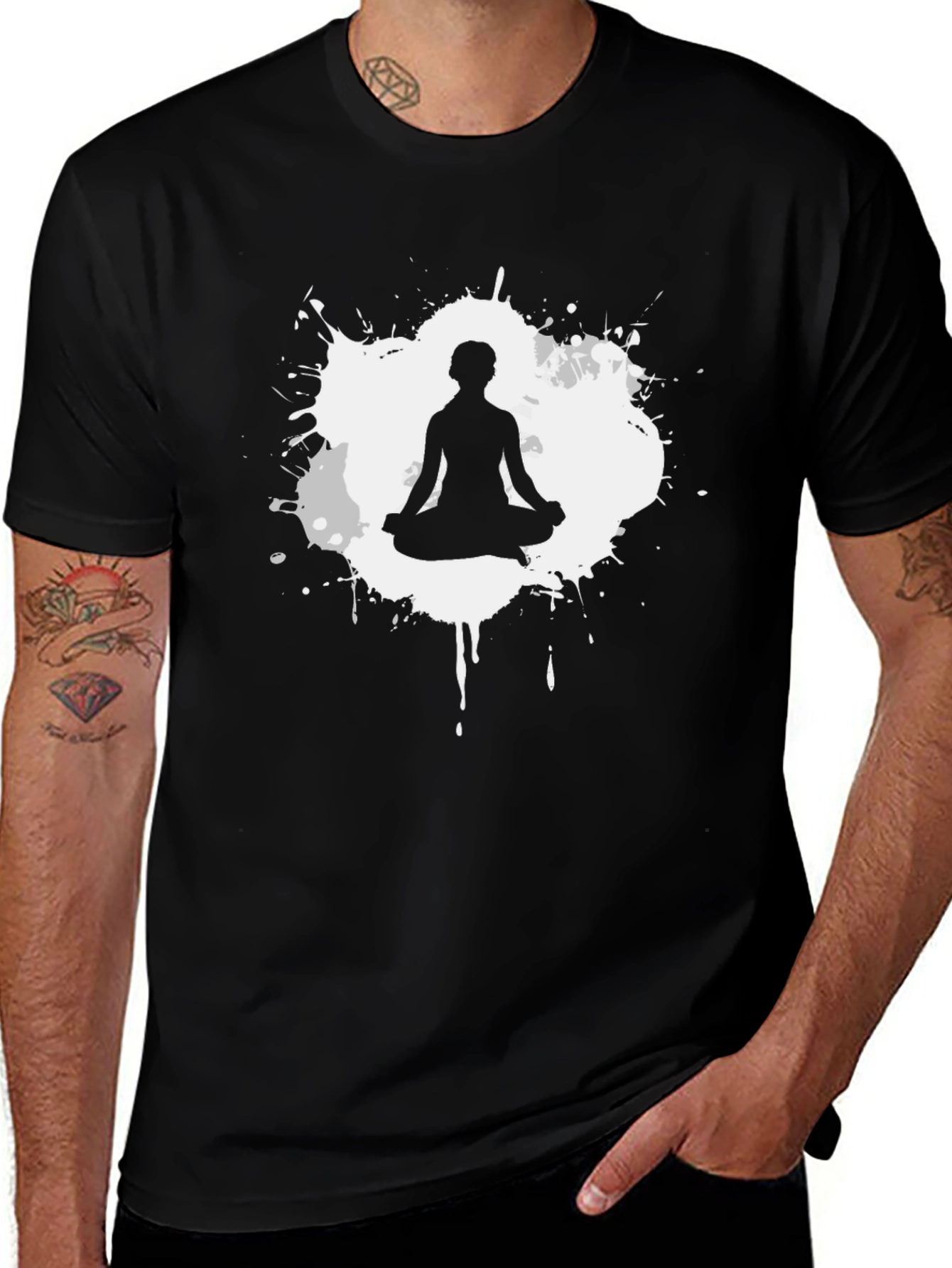 Zen Meditation T-Shirt - Black Cotton Blend Graphic Tee