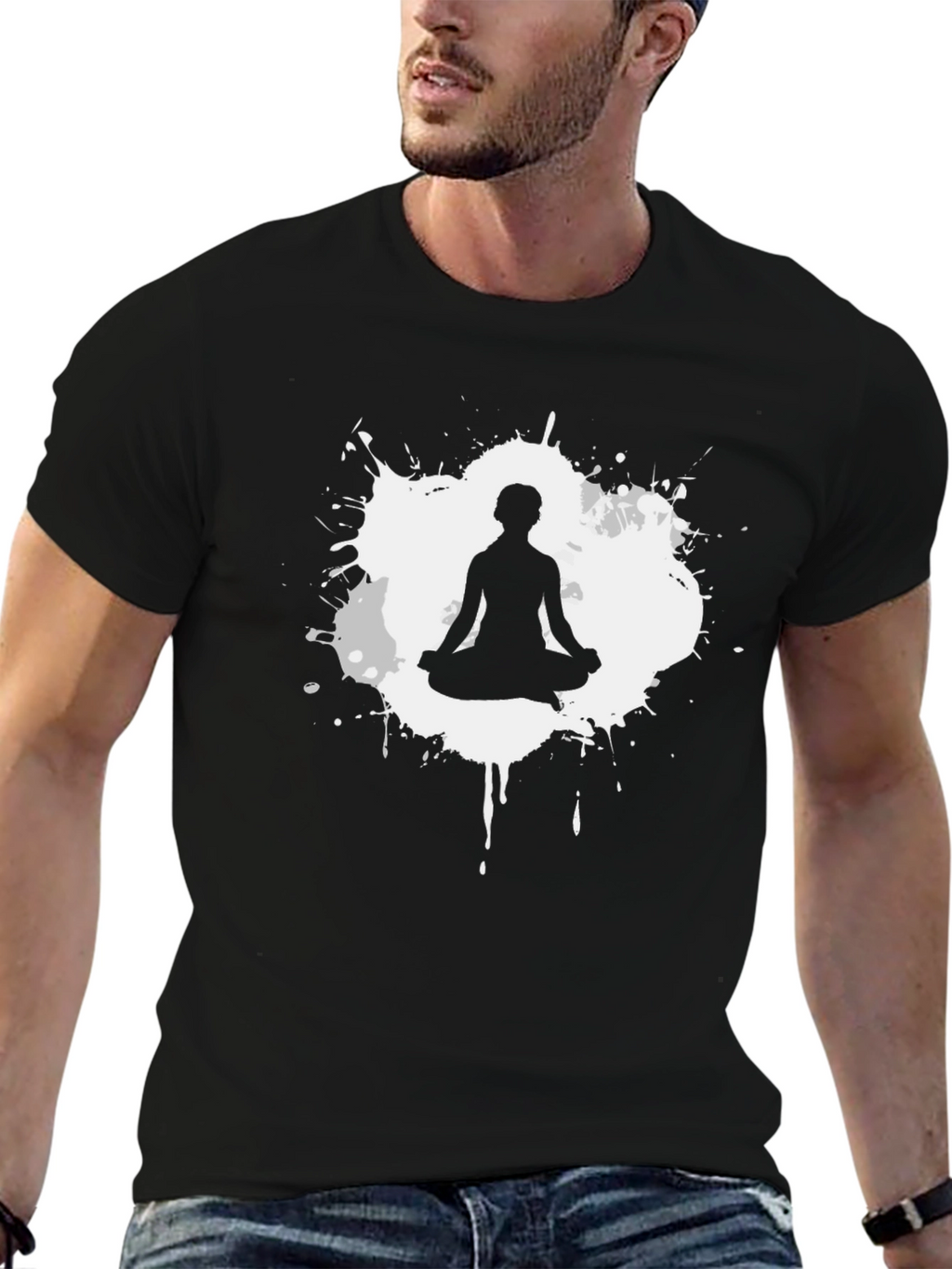Zen Meditation T-Shirt - Black Cotton Blend Graphic Tee