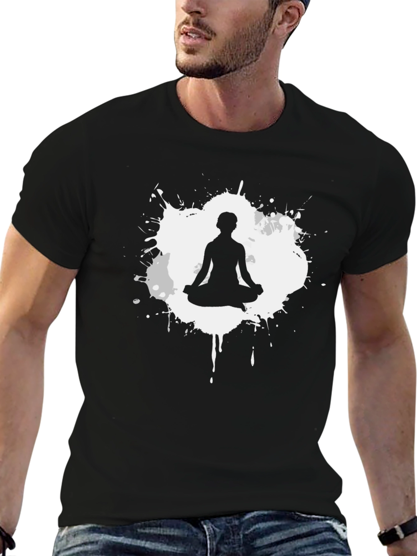 Zen Meditation T-Shirt - Black Cotton Blend Graphic Tee