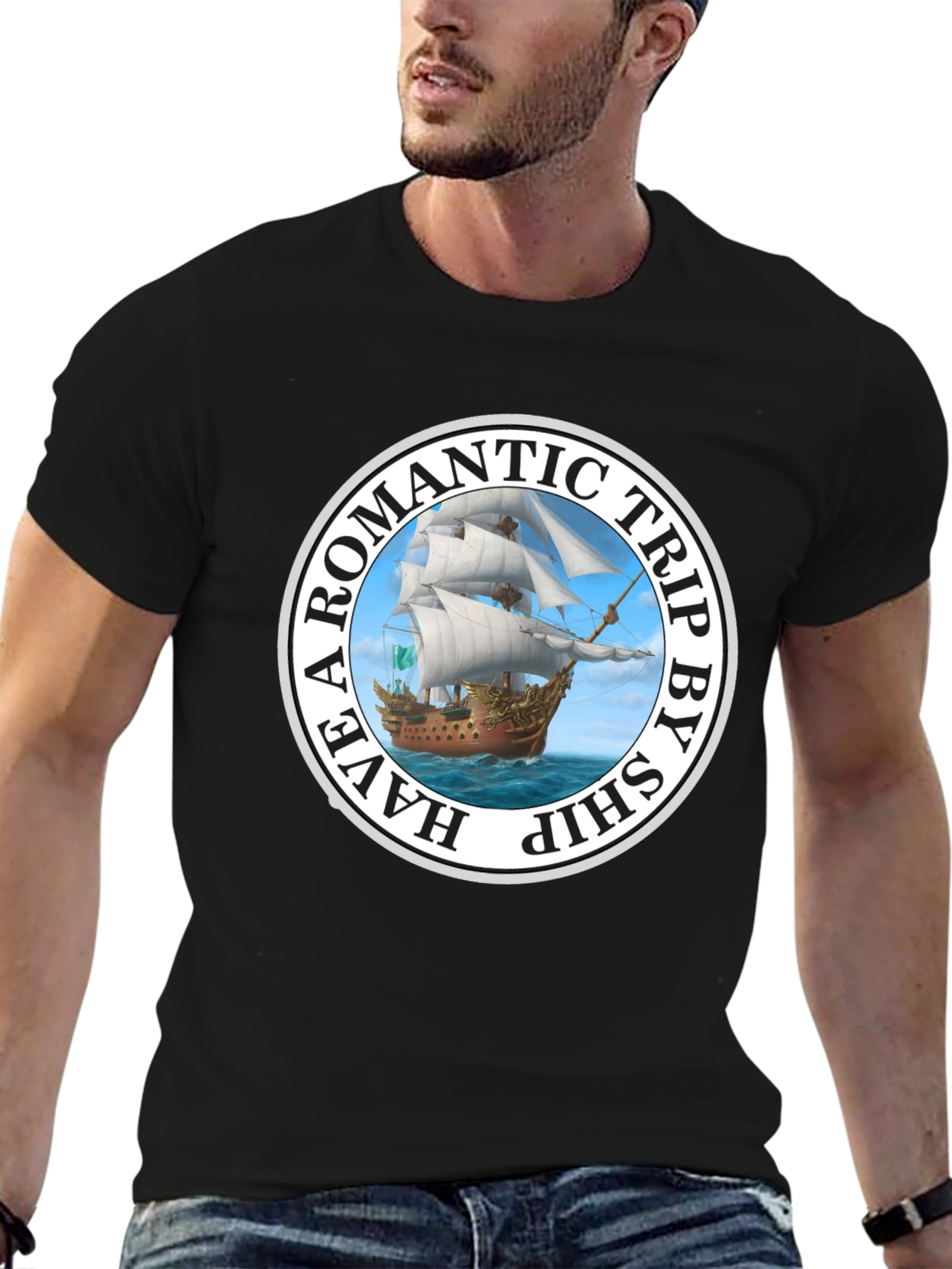 Romantic Trip Ship Graphic T-Shirt