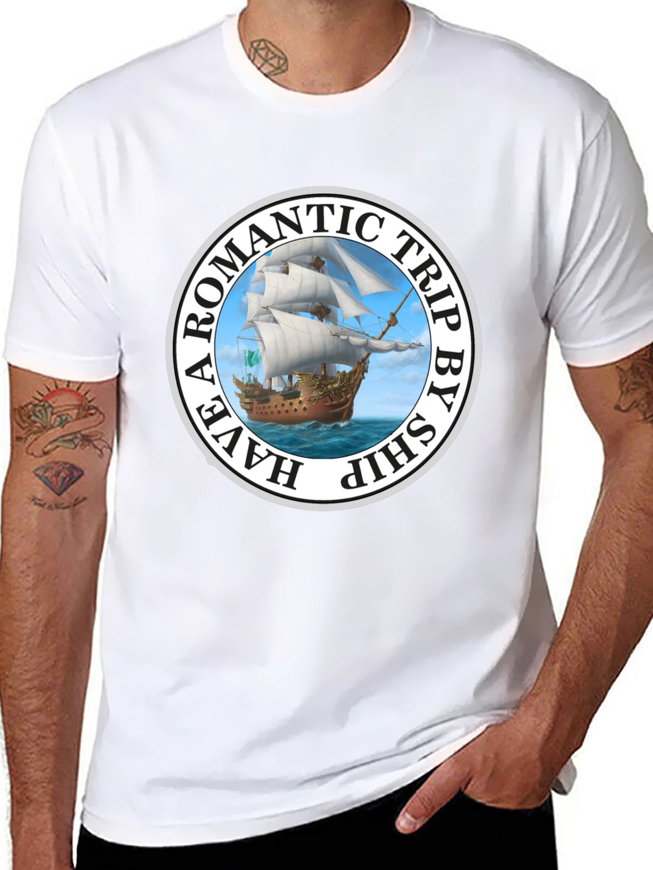Romantic Trip Ship Graphic T-Shirt