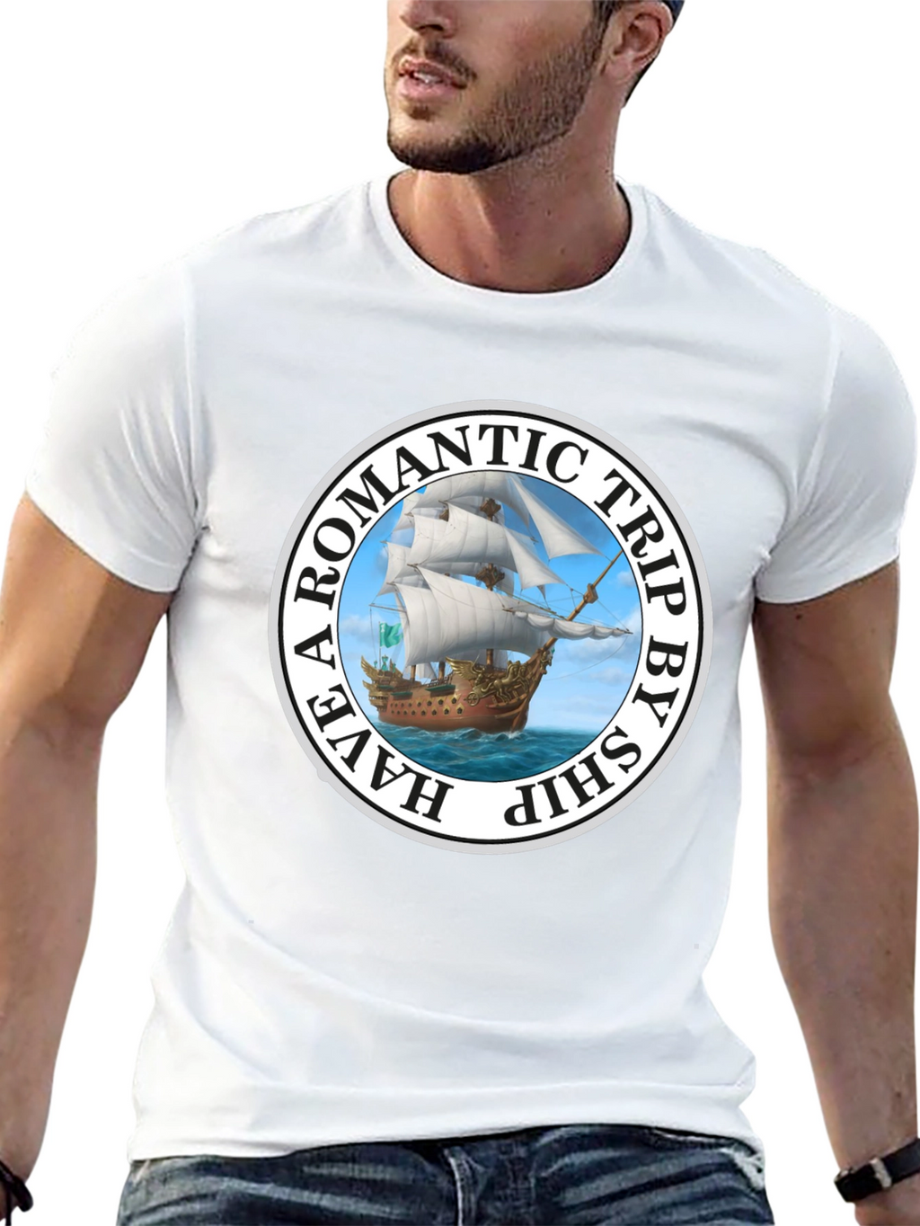 Romantic Trip Ship Graphic T-Shirt