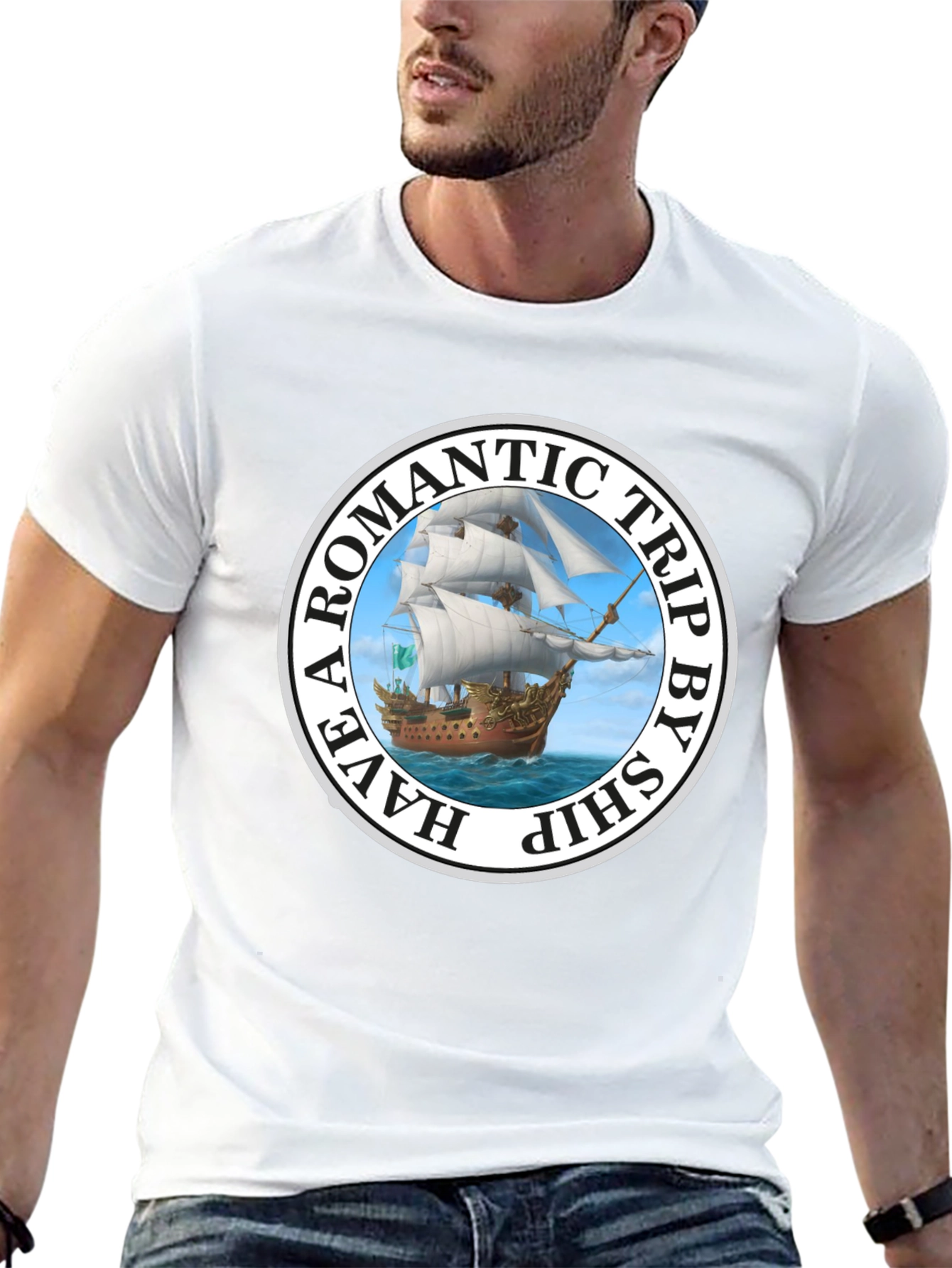 Romantic Trip Ship Graphic T-Shirt