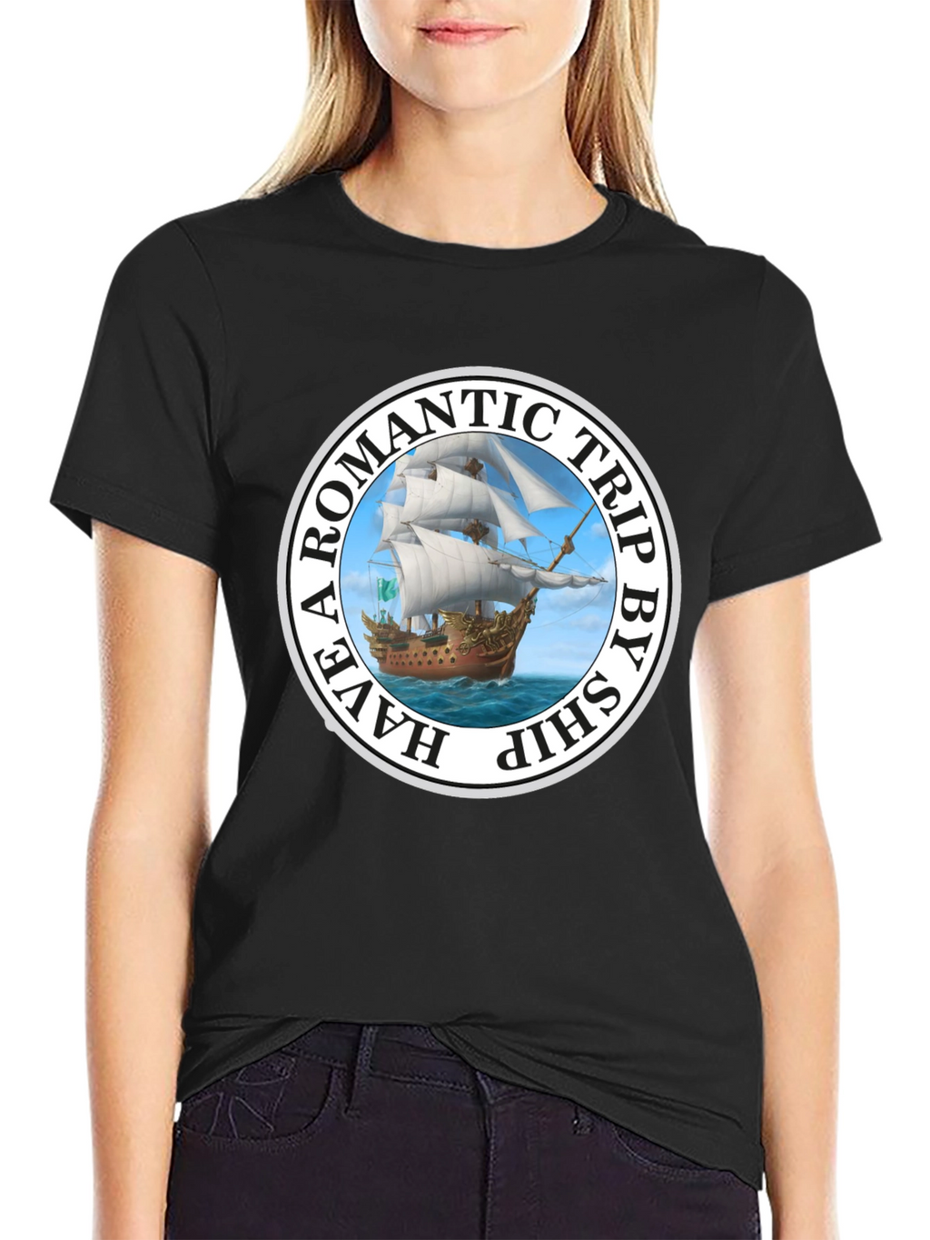 Romantic Trip Ship Graphic T-Shirt