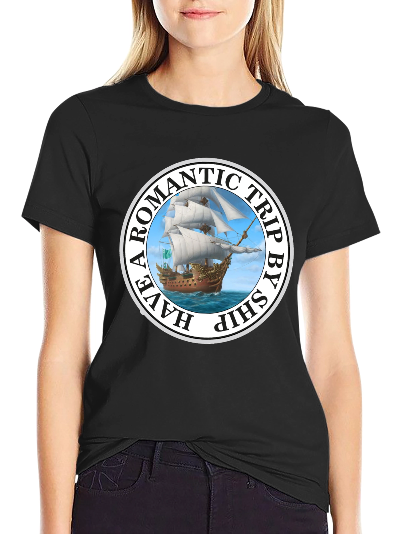 Romantic Trip Ship Graphic T-Shirt