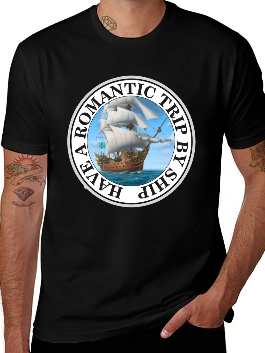 Romantic Trip Ship Graphic T-Shirt