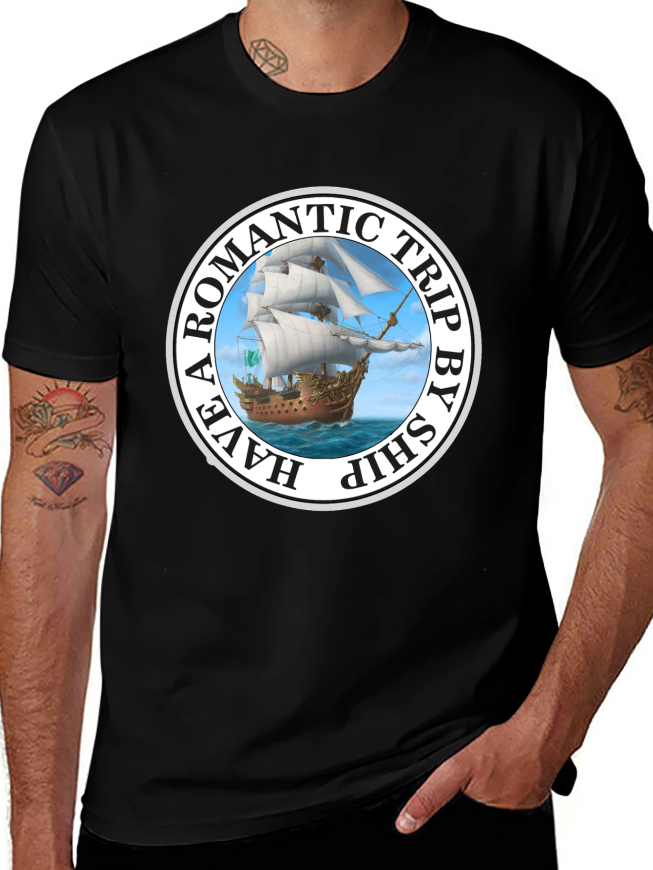 Romantic Trip Ship Graphic T-Shirt