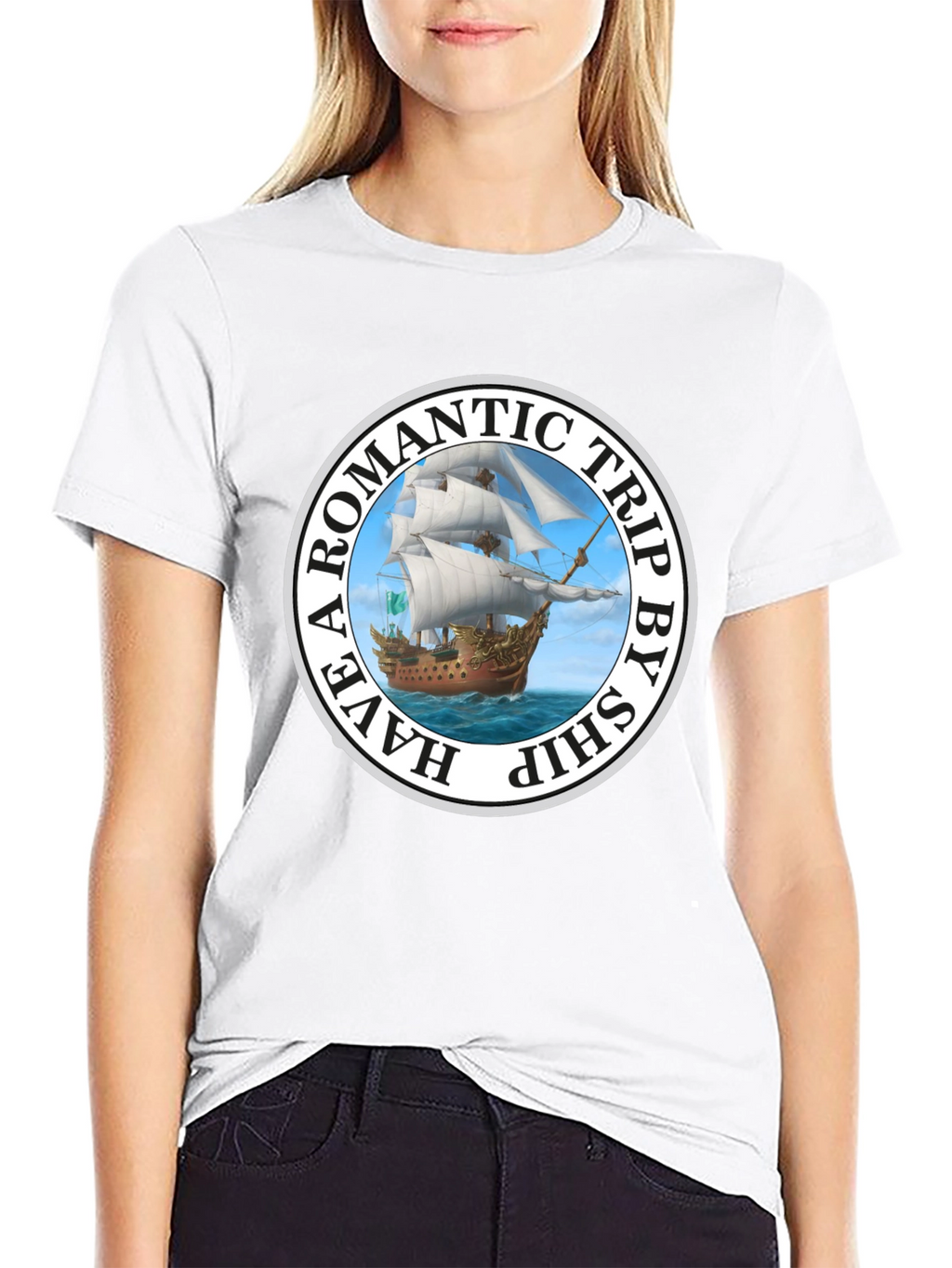 Romantic Trip Ship Graphic T-Shirt