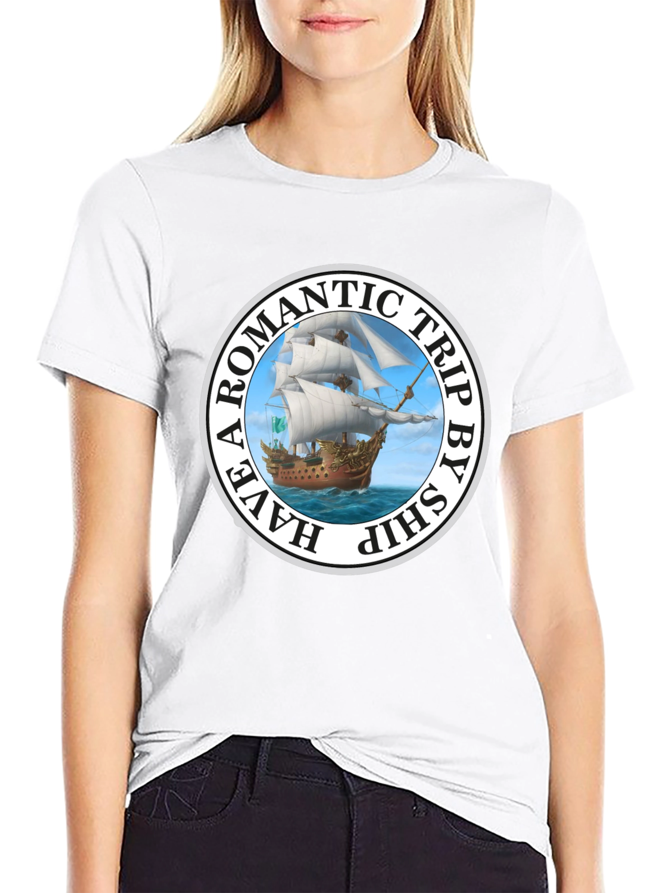 Romantic Trip Ship Graphic T-Shirt